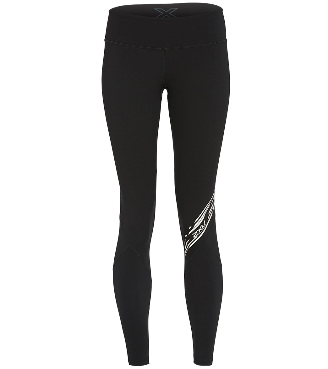 2Xu Women's Printed Mid Rise Pocket Compression Tight - Black/Digital Waterfall Xl - Swimoutlet.com