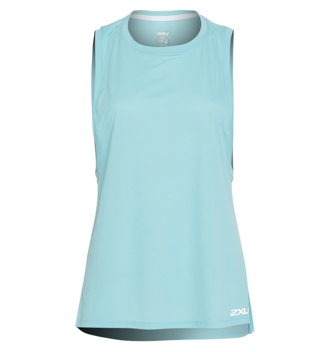 2Xu Women's Xvent G2 Mesh Tank - Bluejay/White Reflective Large Polyester - Swimoutlet.com