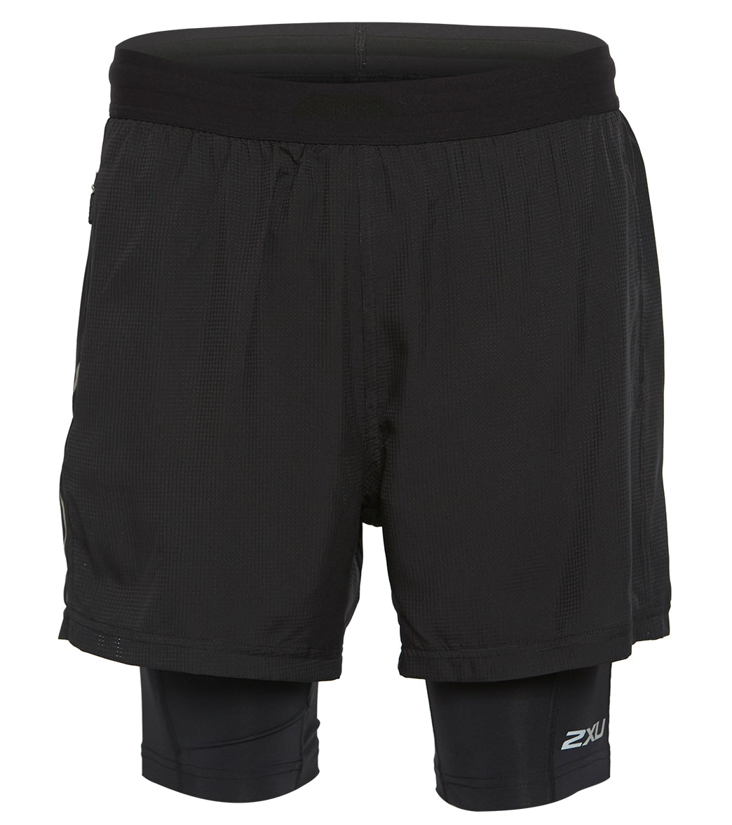 2Xu Men's Xvent 5 Inch 2 In 1 Compression Short - Black/Silver Reflective Xl Polyester - Swimoutlet.com