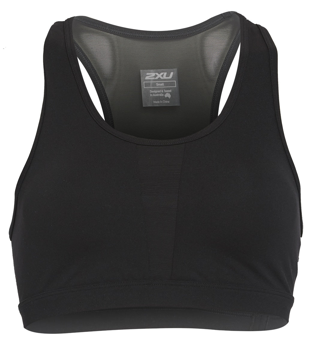 2Xu Women's Perform Medium Impact Crop Sports Bra - Black/Silver X-Small - Swimoutlet.com