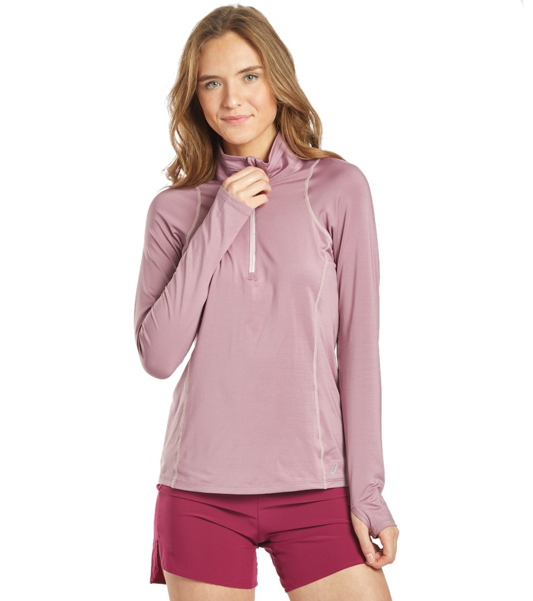 Asics Women's Thermopolis Xp Half Zip Long Sleeve Top - Purple Oxide/Watershed Rose Small Size Small - Swimoutlet.com