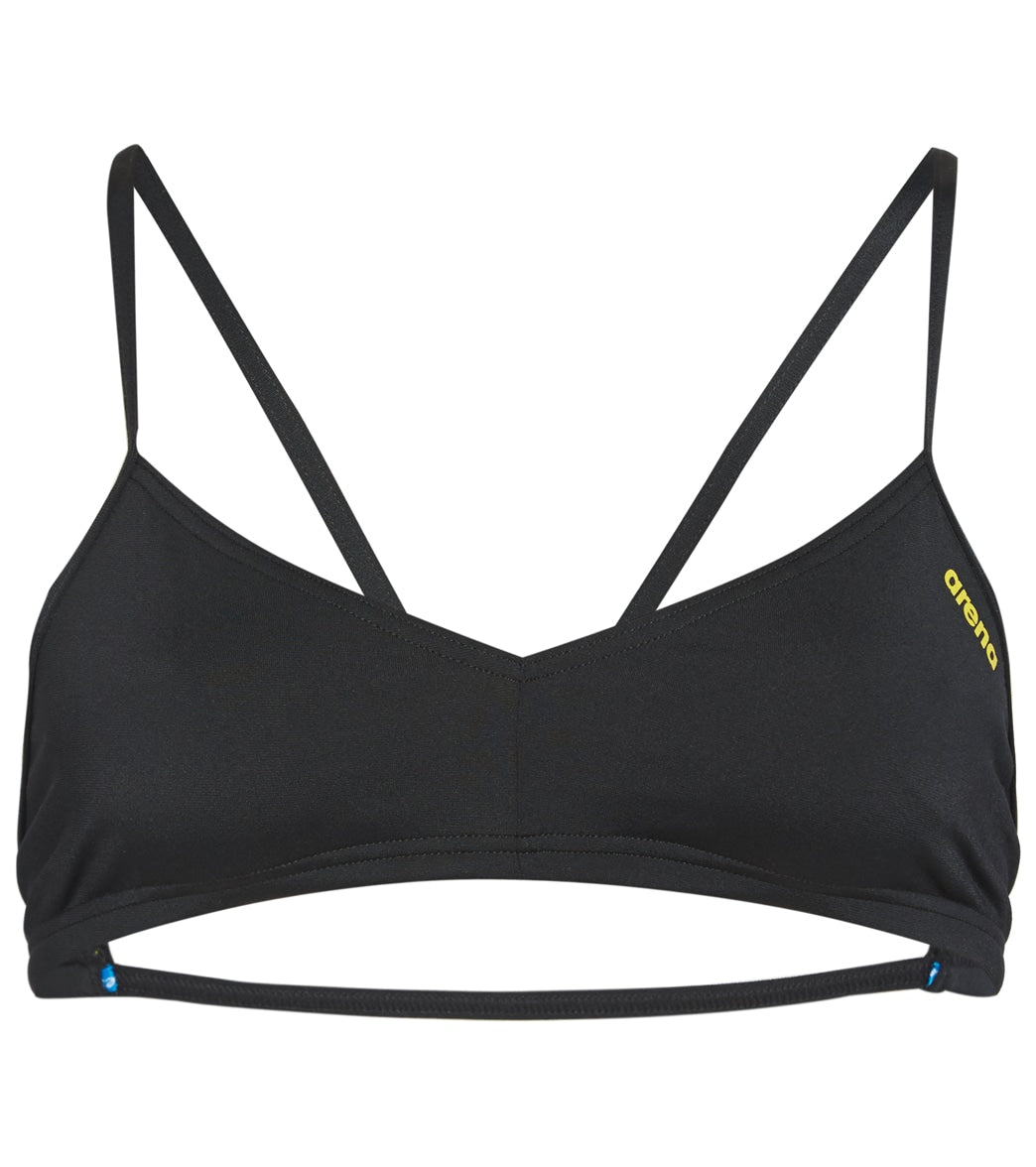 Arena Women's Rulebreaker Bandeau Live Bikini Top - Black/Yellow Star Xs Size X-Small Polyester - Swimoutlet.com