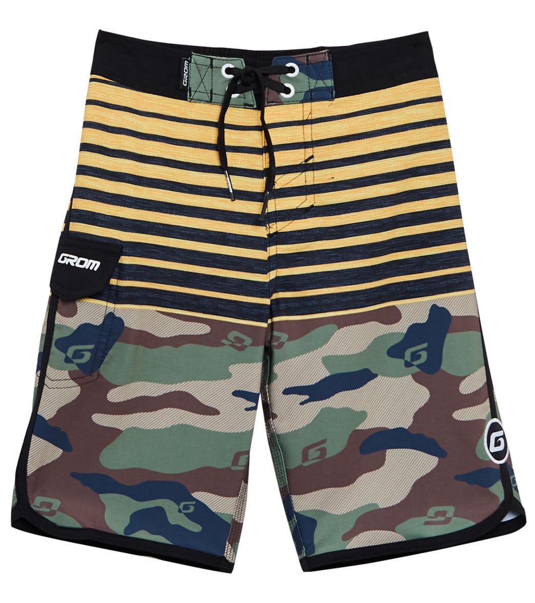 Grom Boys' Santa Ana Boardshorts Big Kid - Camo Large 10/12 Polyester/Spandex - Swimoutlet.com