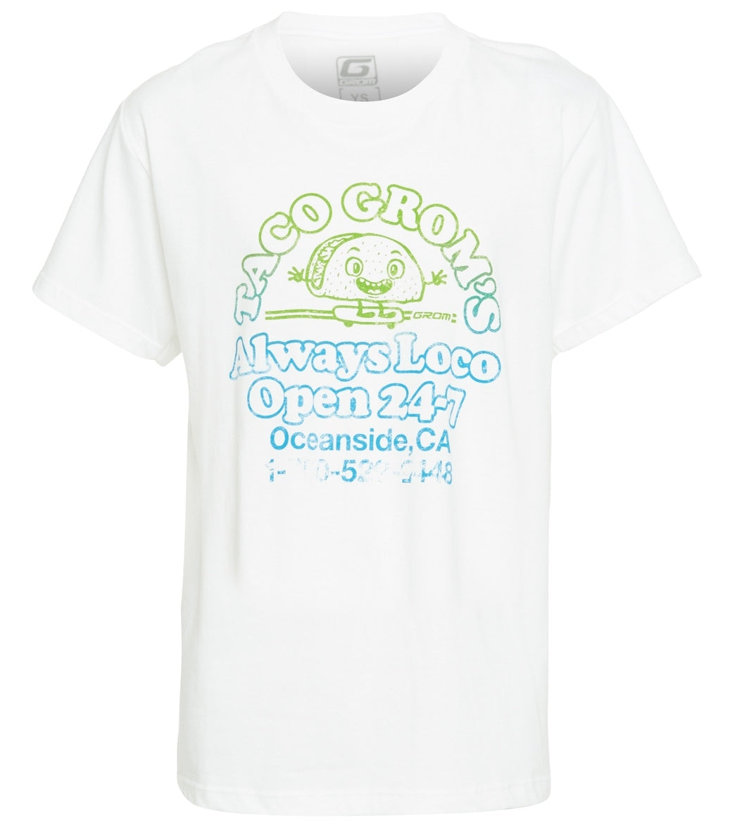 Grom Boys' Taco Small Tee Shirt Big Kid - White Small Cotton - Swimoutlet.com