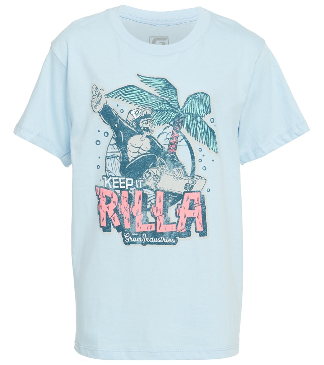 Grom Boys' Rilla Tee Shirt Big Kid - Light Blue Xl Cotton - Swimoutlet.com
