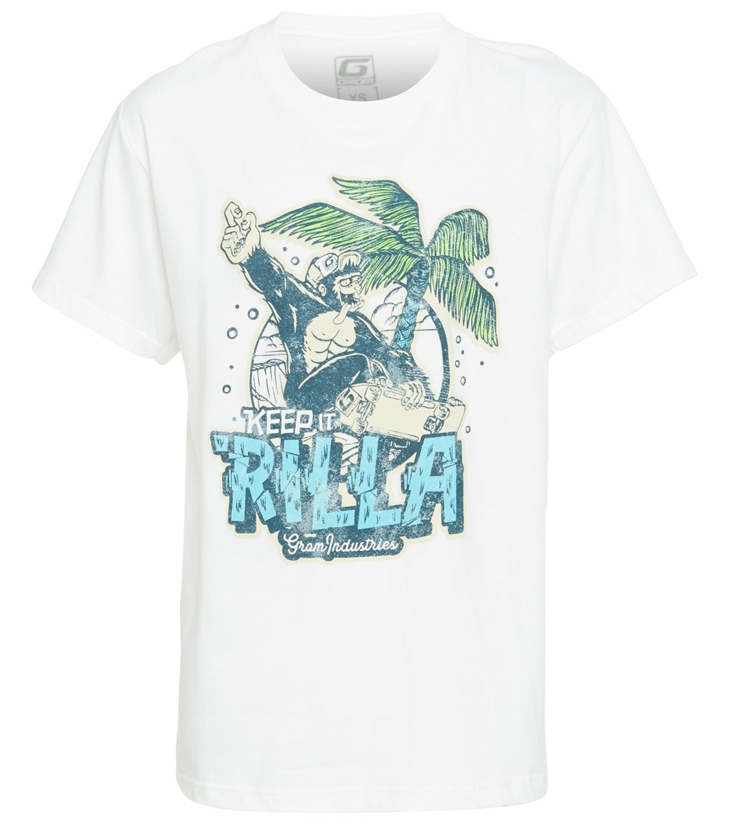 Grom Boys' Rilla Tee Shirt Big Kid - White Medium Cotton - Swimoutlet.com