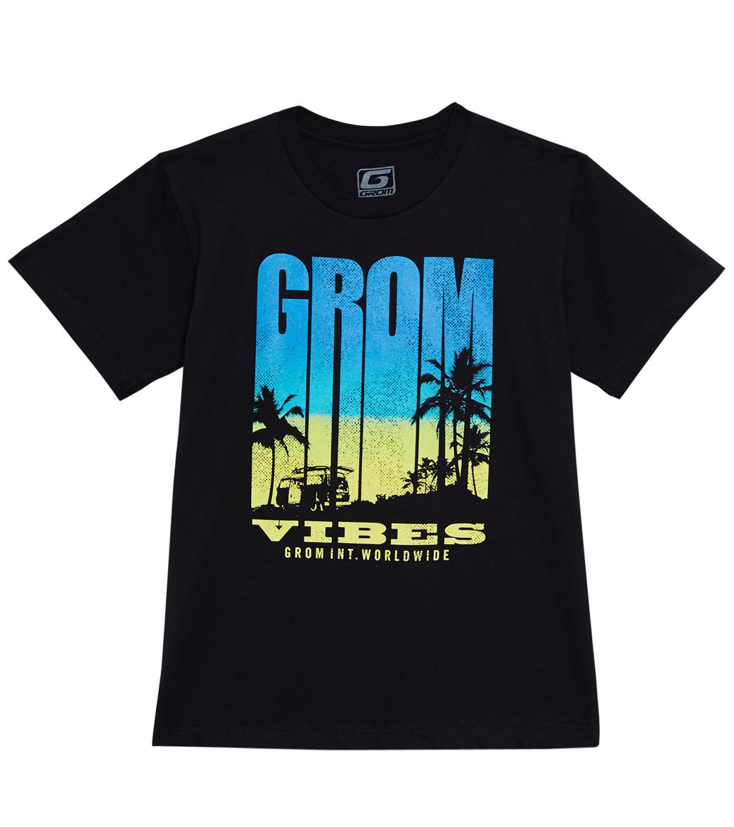 Grom Boys' Vibes Tee Shirt Big Kid - Black Small Cotton - Swimoutlet.com