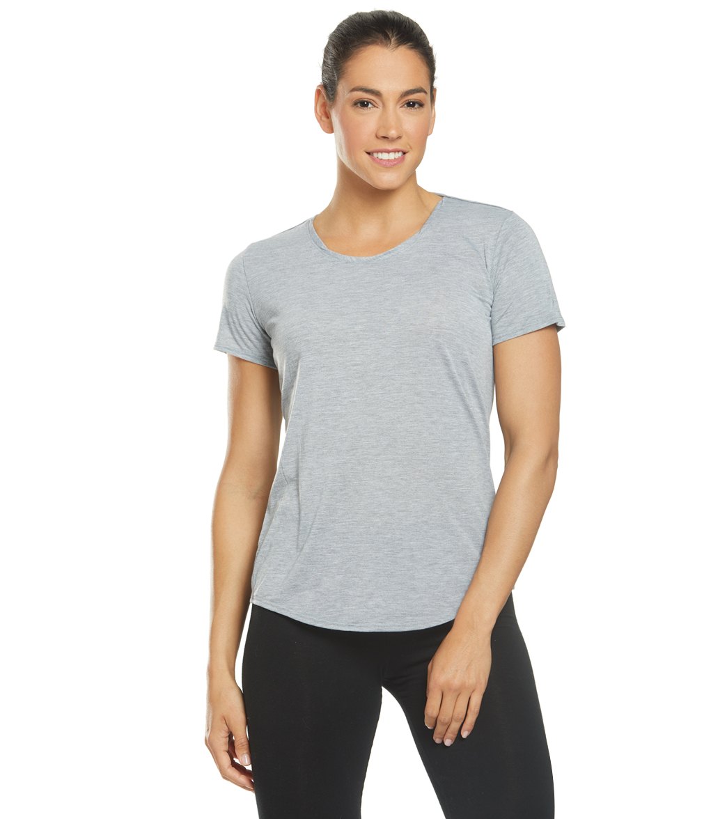 Brooks Women's Distance Short Sleeve - Heather Ash Small Size Small Cotton/Polyester - Swimoutlet.com