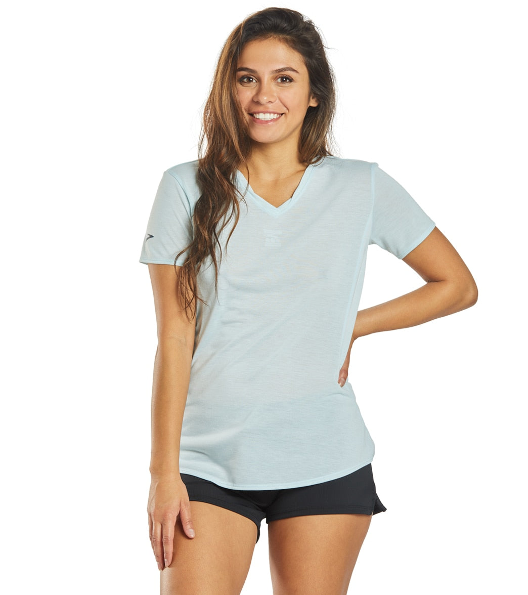 Brooks Women's Distance Short Sleeve - Glacier Medium Size Medium Cotton/Polyester - Swimoutlet.com