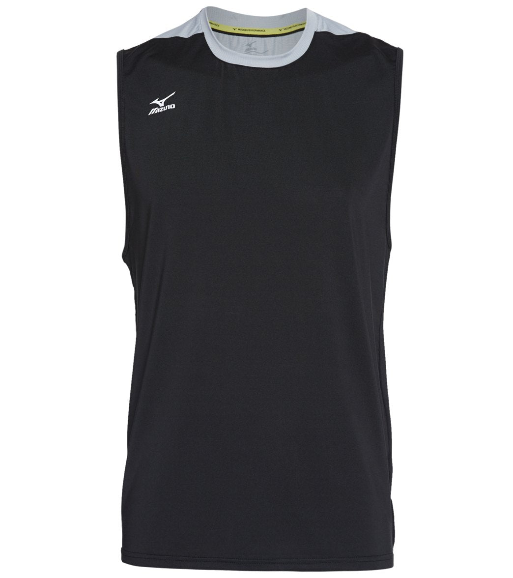Mizuno Men's Cutoff Volleyball Jersey Shirt - Black/Silver Medium Polyester/Spandex - Swimoutlet.com