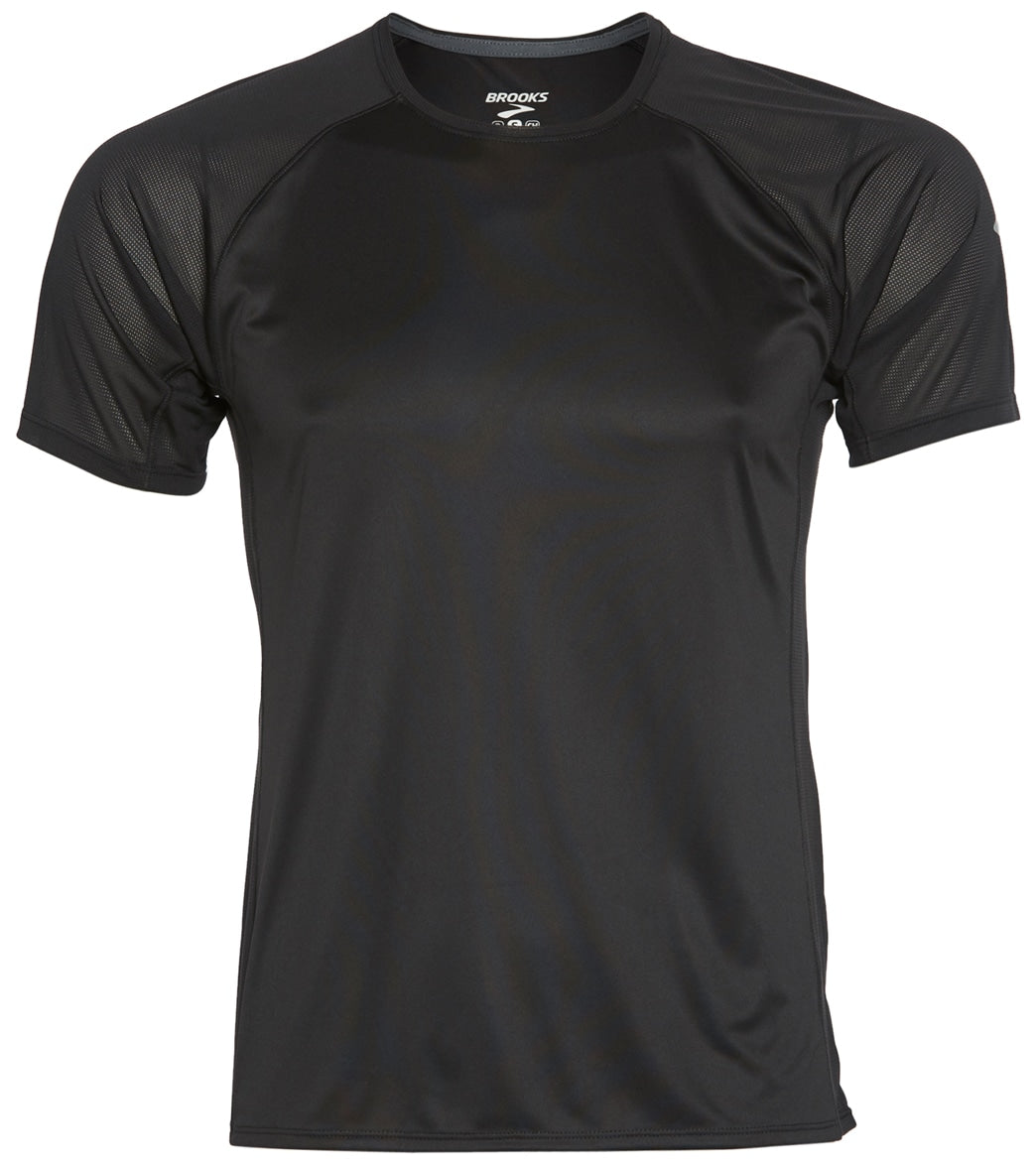 Brooks Men's Stealth Short Sleeve Shirt - Black Xl Size Xl Polyester - Swimoutlet.com