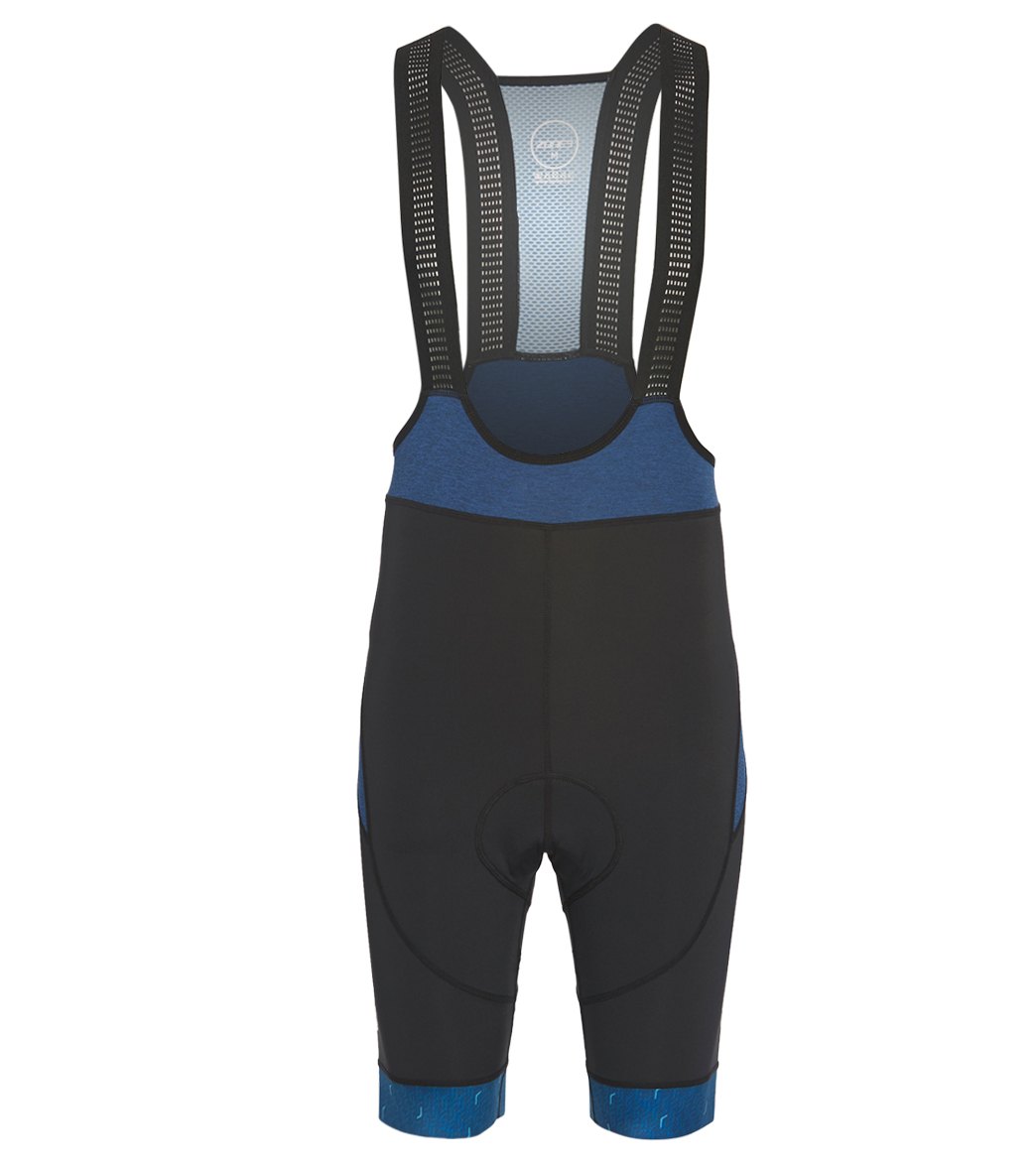 Zone3 Men's Performance Culture Bib Cycling Shorts - Black/Blue Medium Size Medium Polyester - Swimoutlet.com