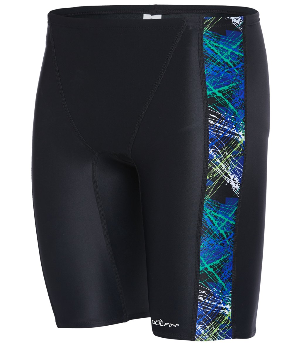 Dolfin Xtrasleek Eco Men's Destroyer Spliced Jammer Swimsuit - Blue/Green 24 Nylon/Xtra/Life/Lycra® - Swimoutlet.com