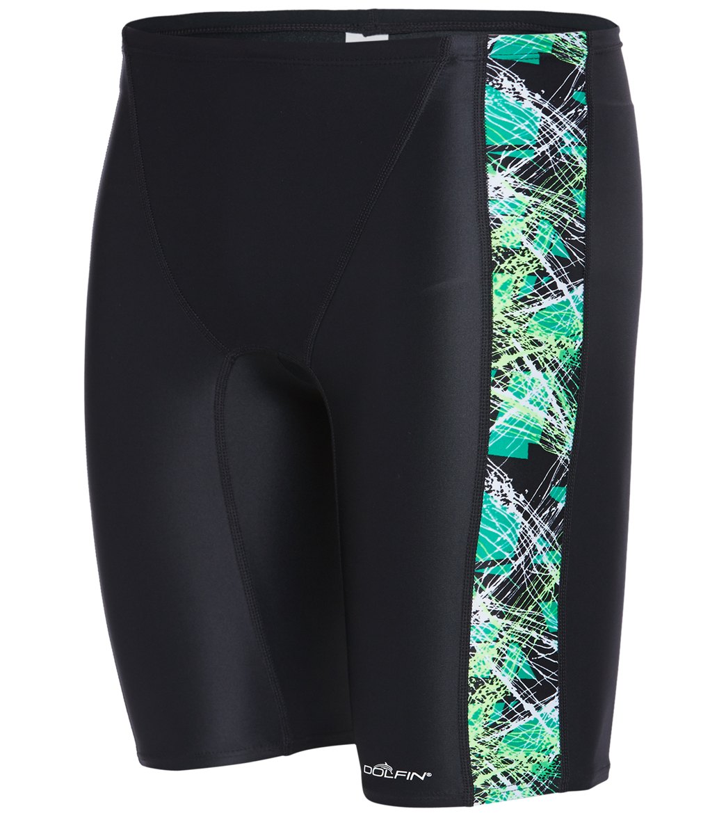 Dolfin Xtrasleek Eco Men's Destroyer Spliced Jammer Swimsuit - Green 24 Nylon/Xtra/Life/Lycra® - Swimoutlet.com