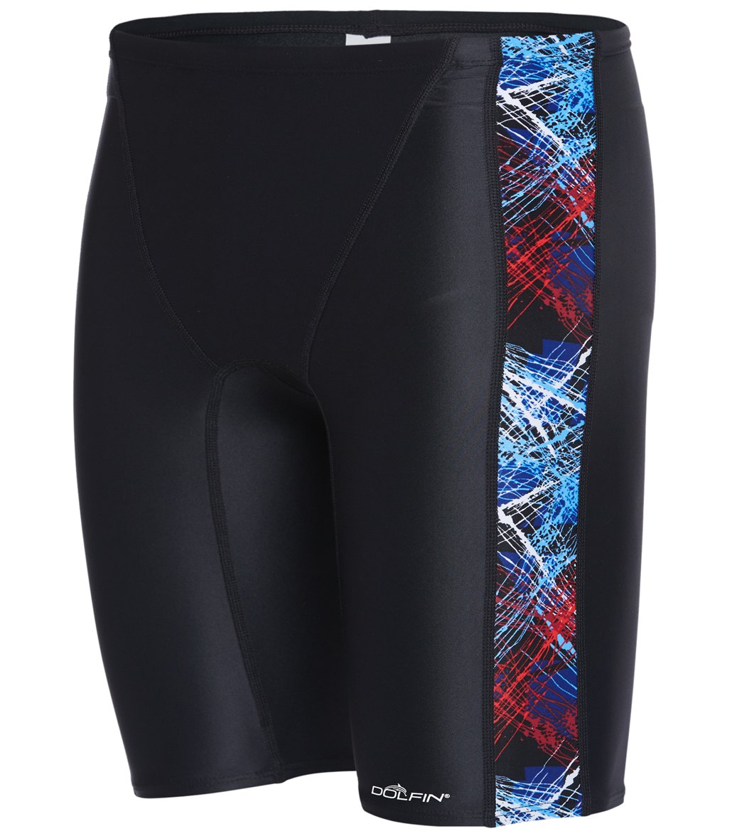 Dolfin Xtrasleek Eco Men's Destroyer Spliced Jammer Swimsuit - Red/White/Blue 24 Nylon/Xtra/Life/Lycra® - Swimoutlet.com