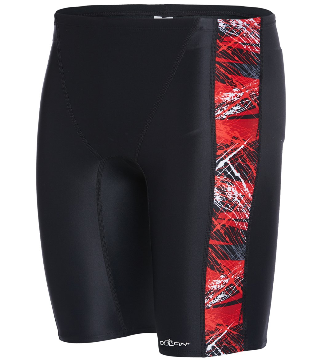 Dolfin Xtrasleek Eco Men's Destroyer Spliced Jammer Swimsuit - Red 24 Nylon/Xtra/Life/Lycra® - Swimoutlet.com