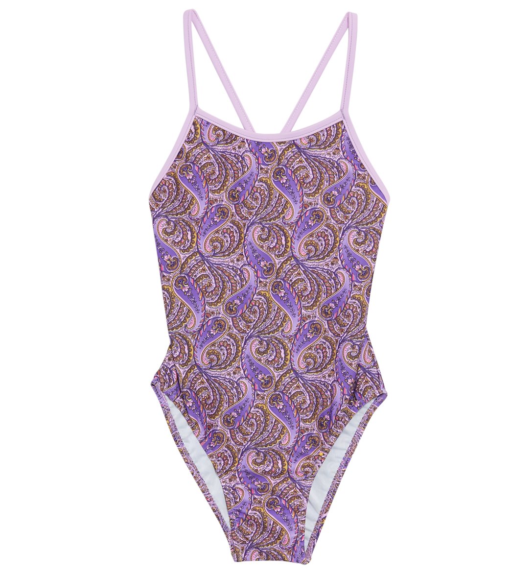 Tidepools Girls' Incense Lilac Crossback One Piece Swimsuit Big Kid - 14 Lycra® - Swimoutlet.com