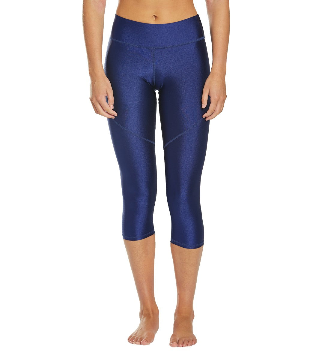 Dolfin Uglies Women's Revibe Solid High-Shine Aqua Capri Pants - Indigo Medium Size Medium Nylon/Spandex - Swimoutlet.com