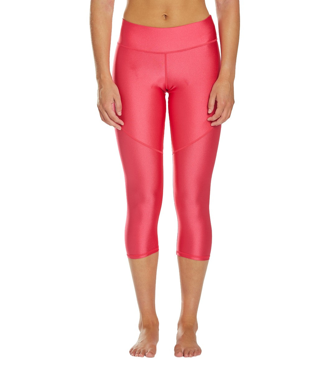 Dolfin Uglies Women's Revibe Solid High-Shine Aqua Capri Pants - Cherry Pink Medium Size Medium Nylon/Spandex - Swimoutlet.com