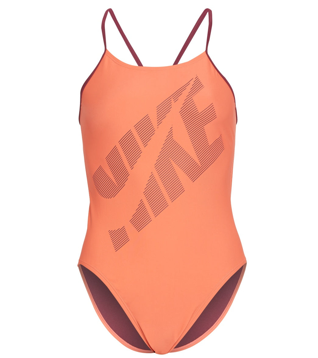 Nike Women's Tilt Cut-Out One Piece Swimsuit - Magic Ember 24 Polyester - Swimoutlet.com