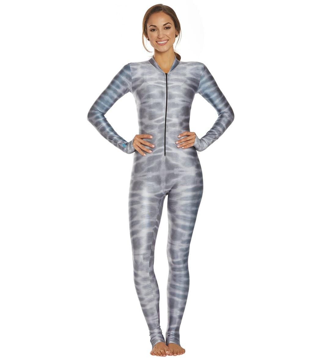 Slipins Tiger Shark Zippered Diveskin Unitard - Grey 2Xl Polyester/Spandex - Swimoutlet.com