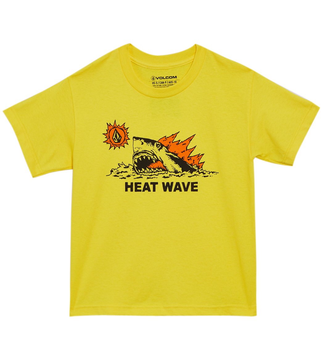 Volcom Boys' Hot Shark Tee Shirt Big Kid - True Yellow Medium Cotton - Swimoutlet.com