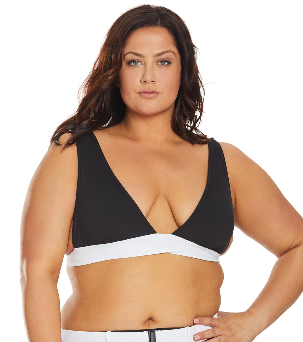 Volcom Plus Size Simply Rib Halter Bikini Top - Black 14W - Swimoutlet.com