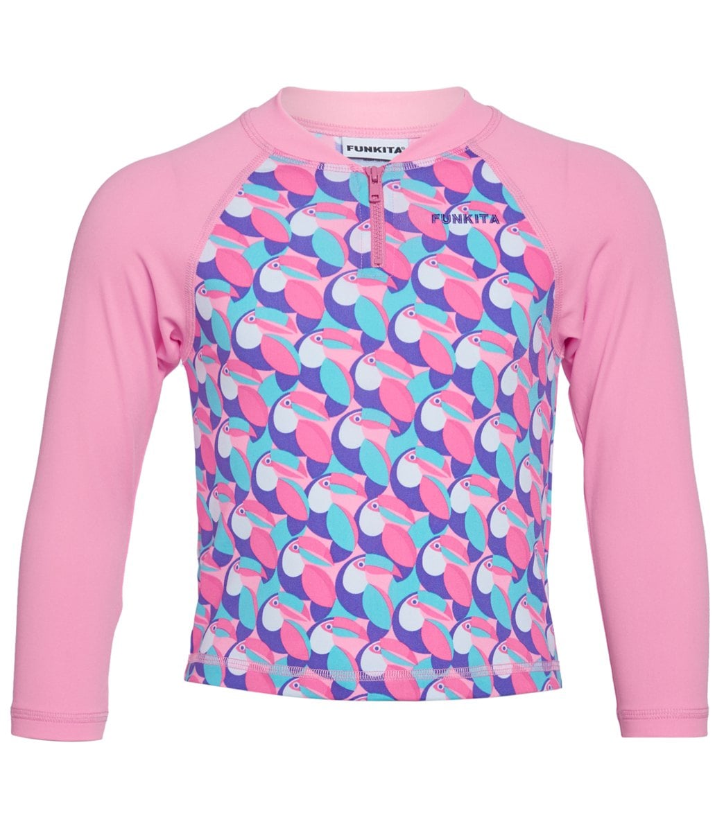 Funkita Toddler Girls' Eco Tou Zippy Long Sleeve Rashguard Vest - 2T Polyester - Swimoutlet.com