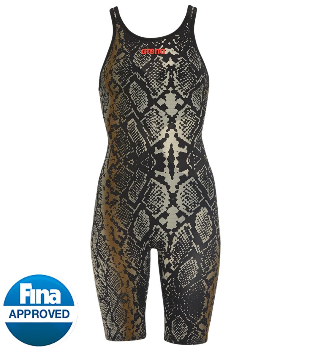 Arena Women's Limited Edition Powerskin Carbon Air2 Full Body Open Back Tech Suit Swimsuit - Black Python 26 Elastane/Polyamide - Swimoutlet.com