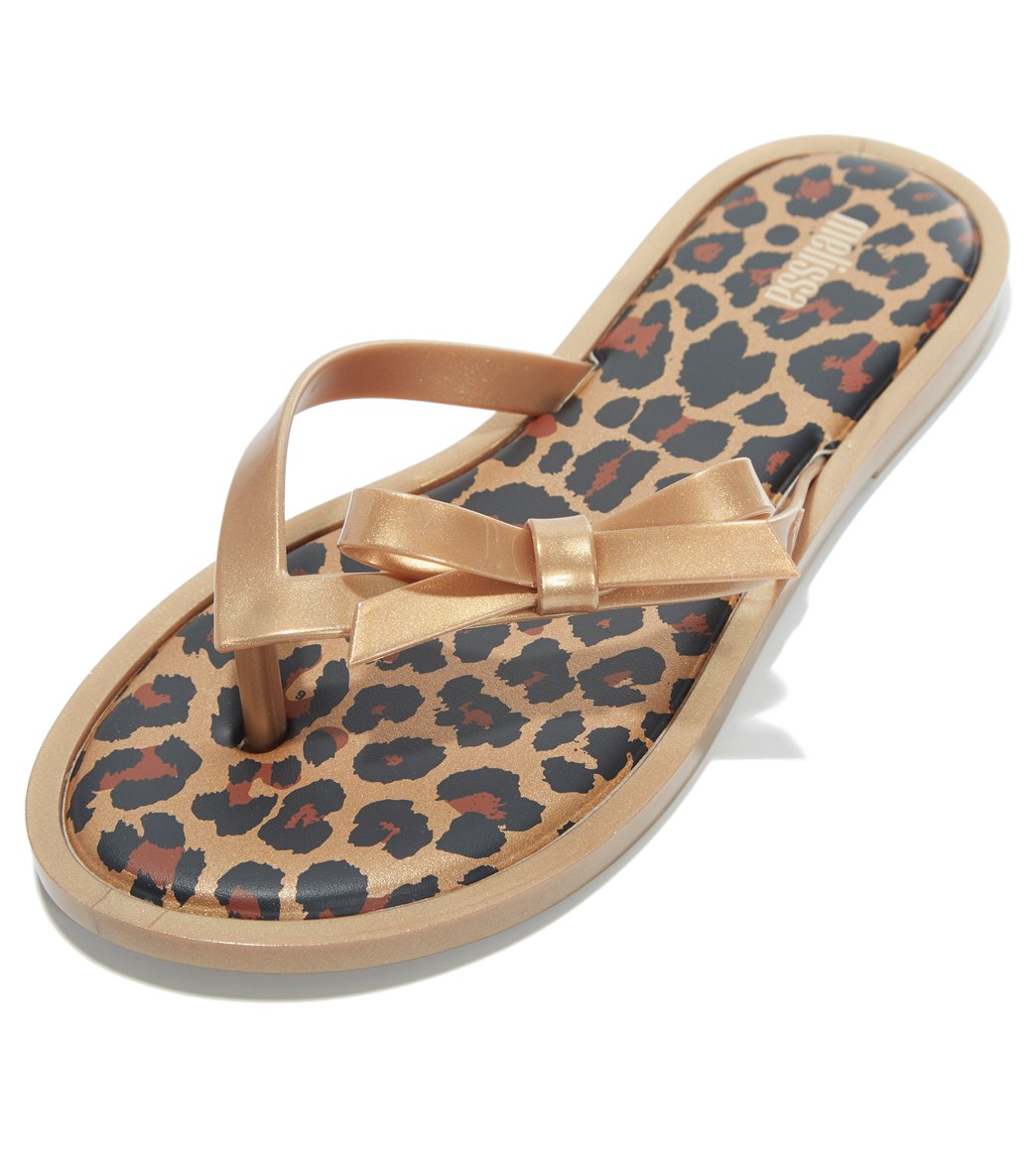 Mel By Melissa Animal Print Flip Flop - Gold Glitter 6 - Swimoutlet.com