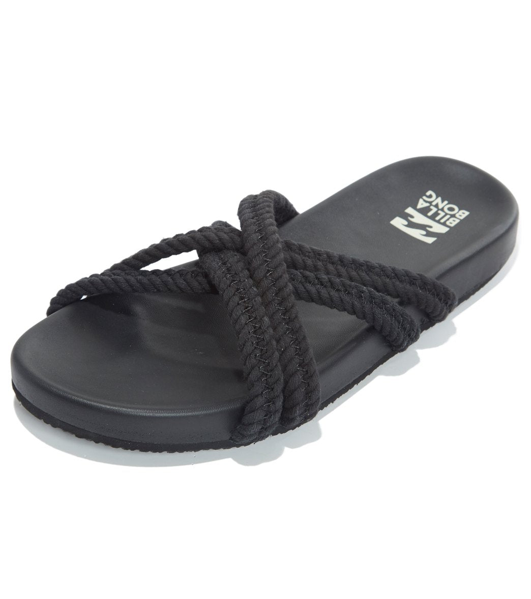 Billabong Women's Criss Cross Rope Tide Slides - Black 6 - Swimoutlet.com