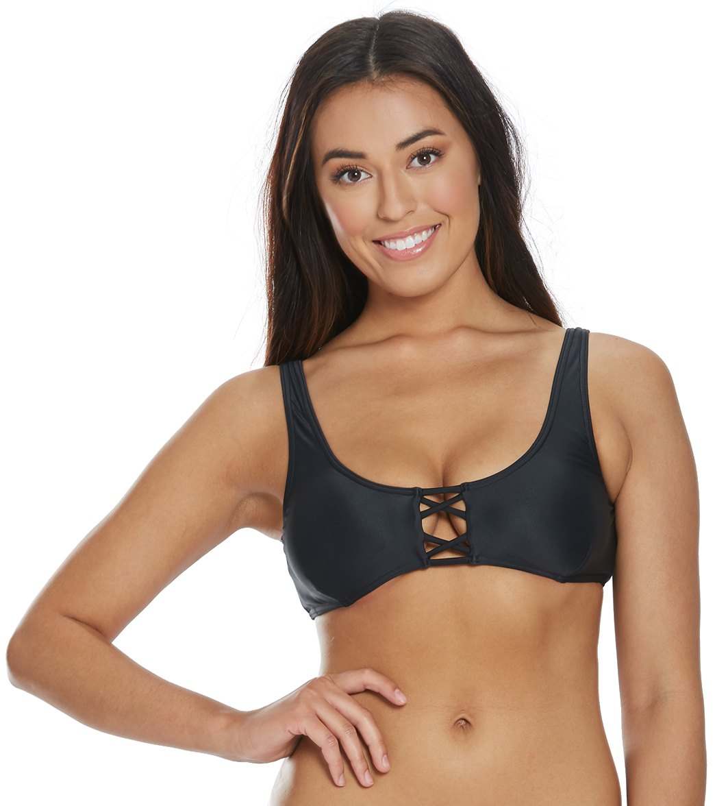 Sisstrevolution Emmy Bralette Bikini Top - Solid Black Medium - Swimoutlet.com