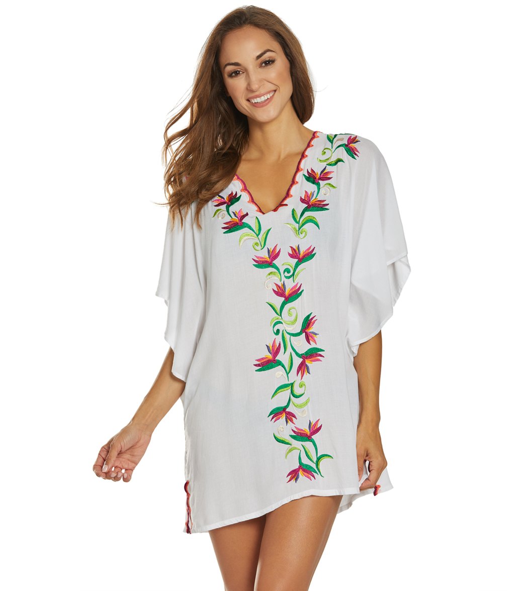 Trina Turk Birds Of Paradise Cover Up - White X-Small - Swimoutlet.com