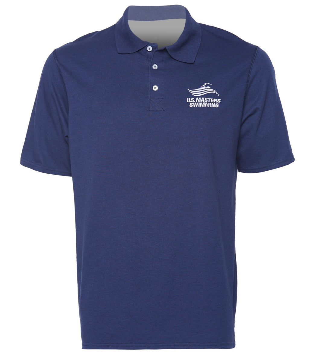 U.s. Masters Swimming Usms Men's Performance Polo Shirt - Navy Medium Cotton/Polyester - Swimoutlet.com