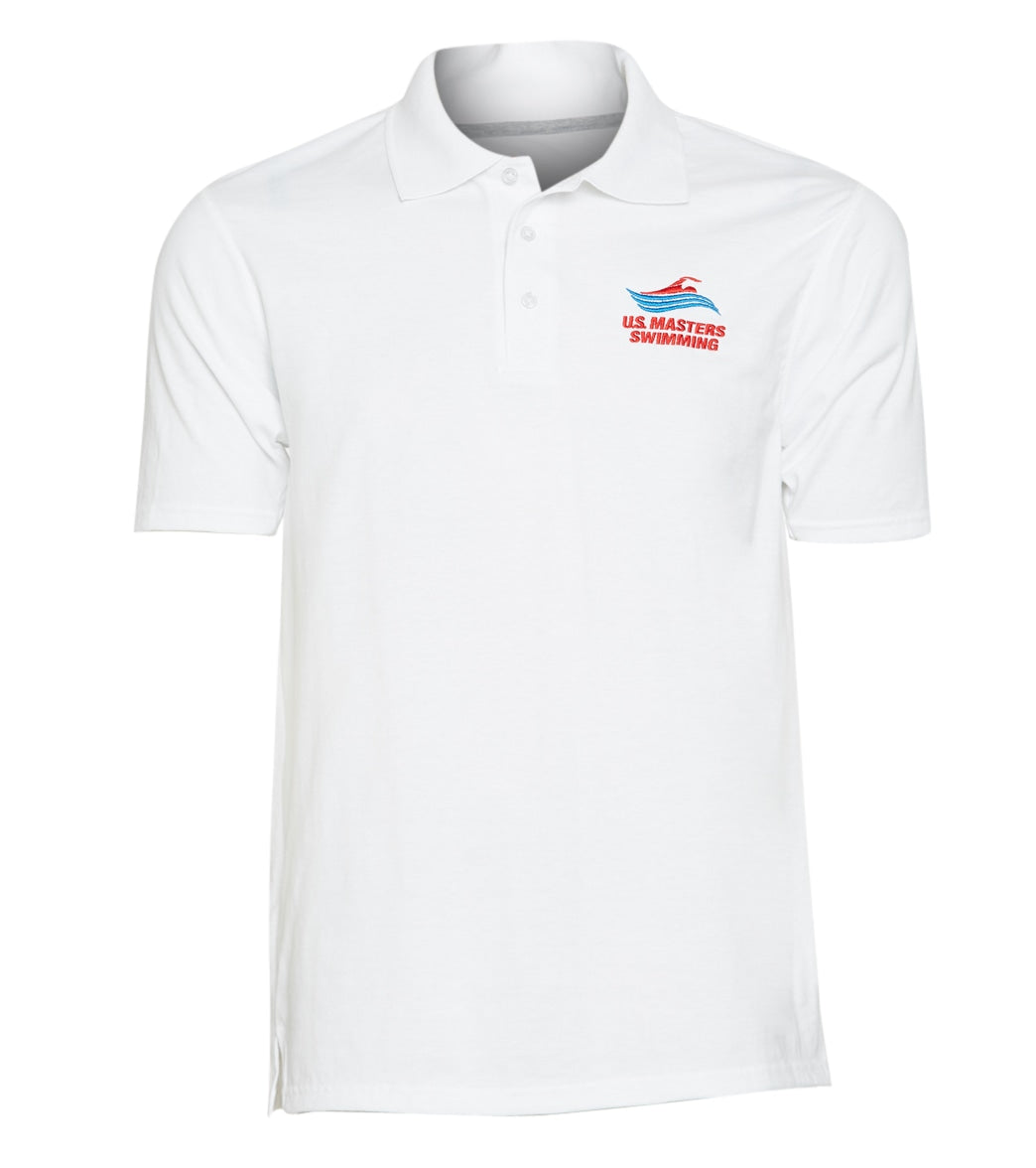 U.s. Masters Swimming Usms Men's Performance Polo Shirt - White Medium Cotton/Polyester - Swimoutlet.com