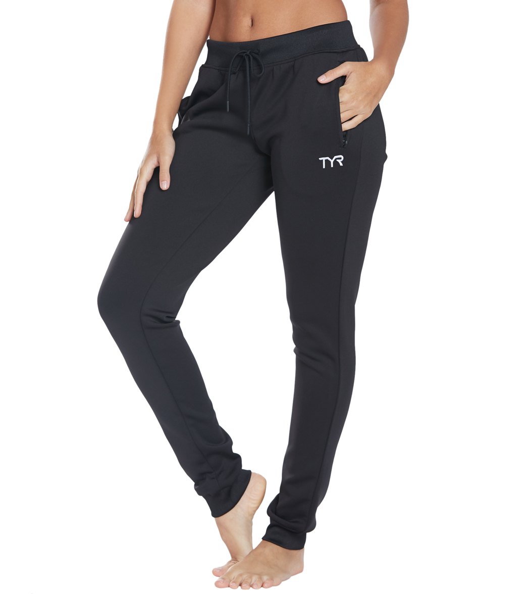 TYR Women's Team Jogger Pants - Black Xs Size X-Small Polyester - Swimoutlet.com