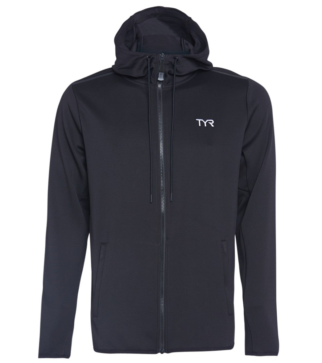 TYR Men's Team Full Zip Hoodie - Black Large Size Large Polyester - Swimoutlet.com