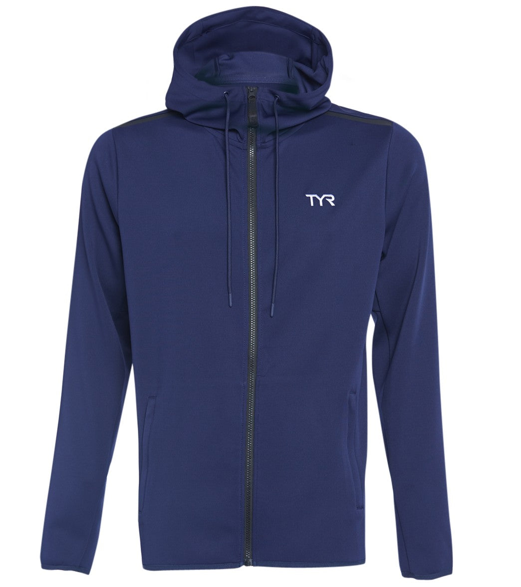 TYR Men's Team Full Zip Hoodie - Navy Large Size Large Polyester - Swimoutlet.com