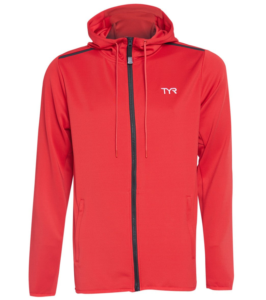 TYR Men's Team Full Zip Hoodie - Red Large Size Large Polyester - Swimoutlet.com