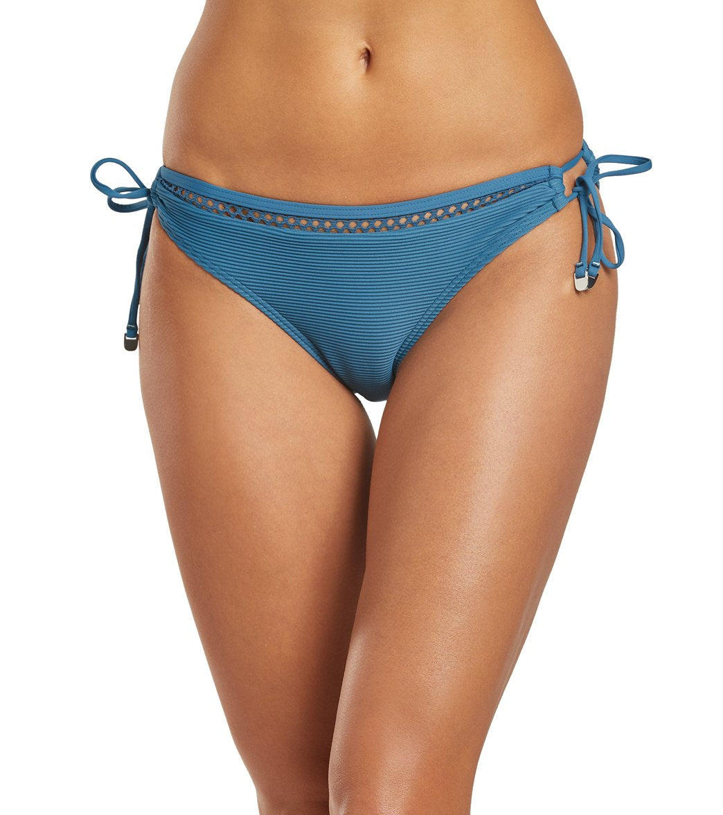 Azura Micro Rib Tie Side Bikini Bottom - Petrol Us 4/Aus 8 - Swimoutlet.com