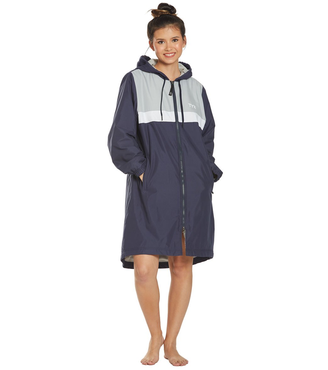 TYR Women's Alliance Podium Parka - Navy Xs Size X-Small Coat Polyester - Swimoutlet.com