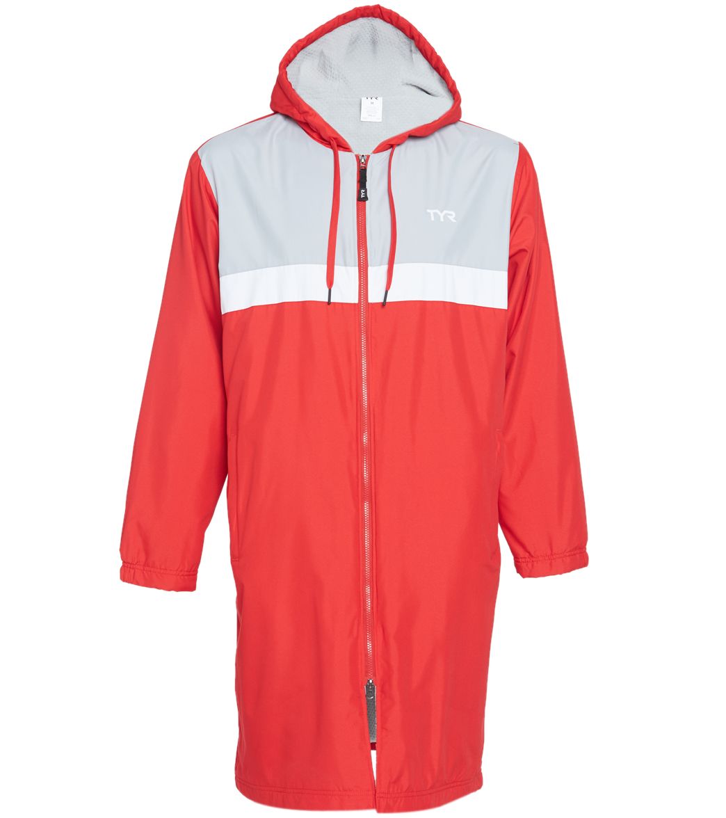 TYR Men's Alliance Podium Parka - Red Medium Size Medium Coat Polyester - Swimoutlet.com