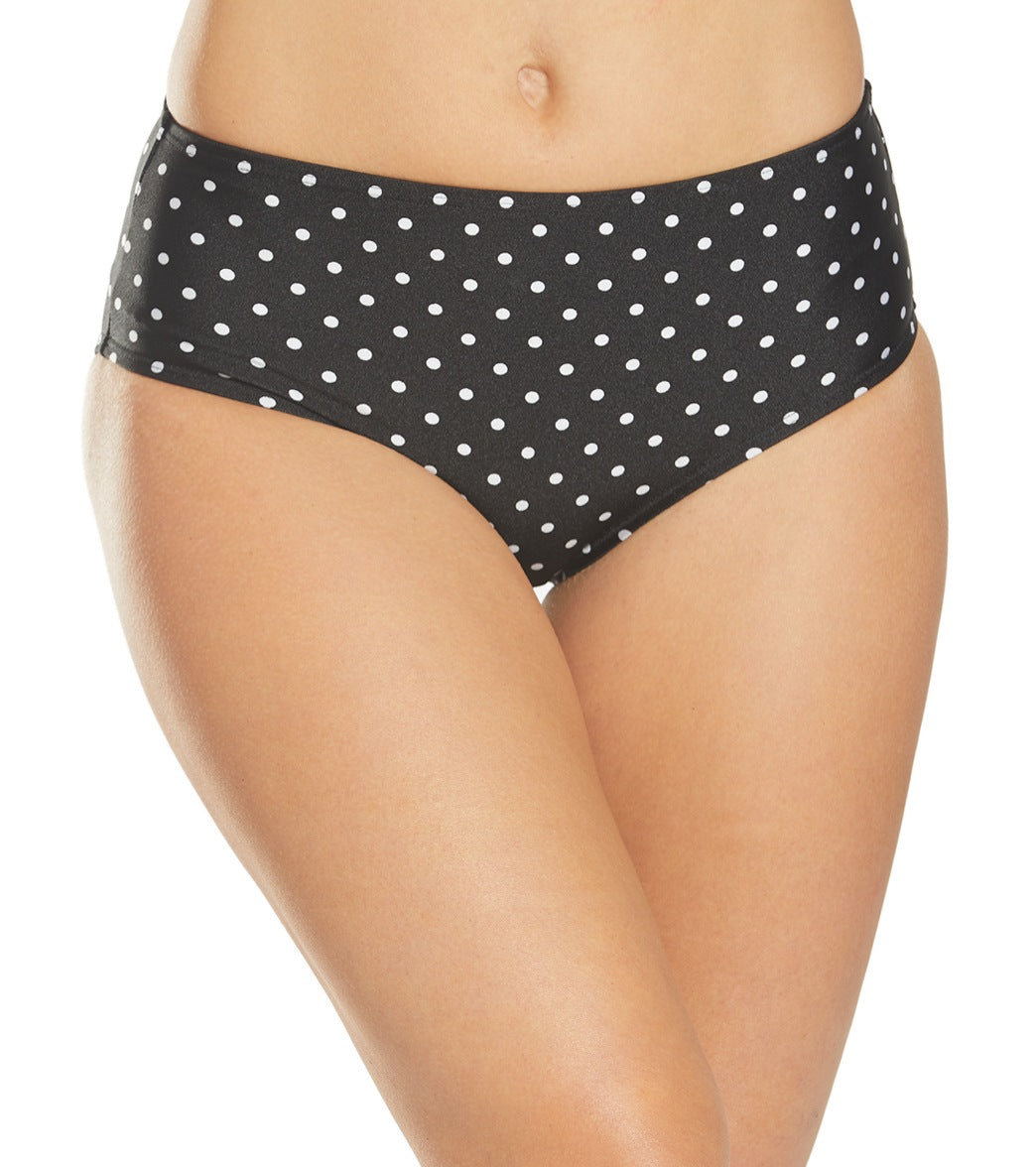 Clubswim Glamour Polka Dot High Waist Swim Brief Bottom - Black Small Size Small - Swimoutlet.com