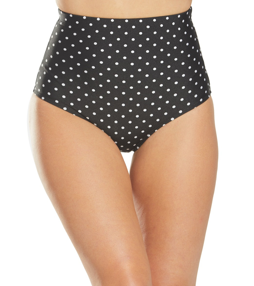 Clubswim Glamour Polka Dot Ultra High Waist Swim Brief Bottom - Black Medium Size Medium - Swimoutlet.com