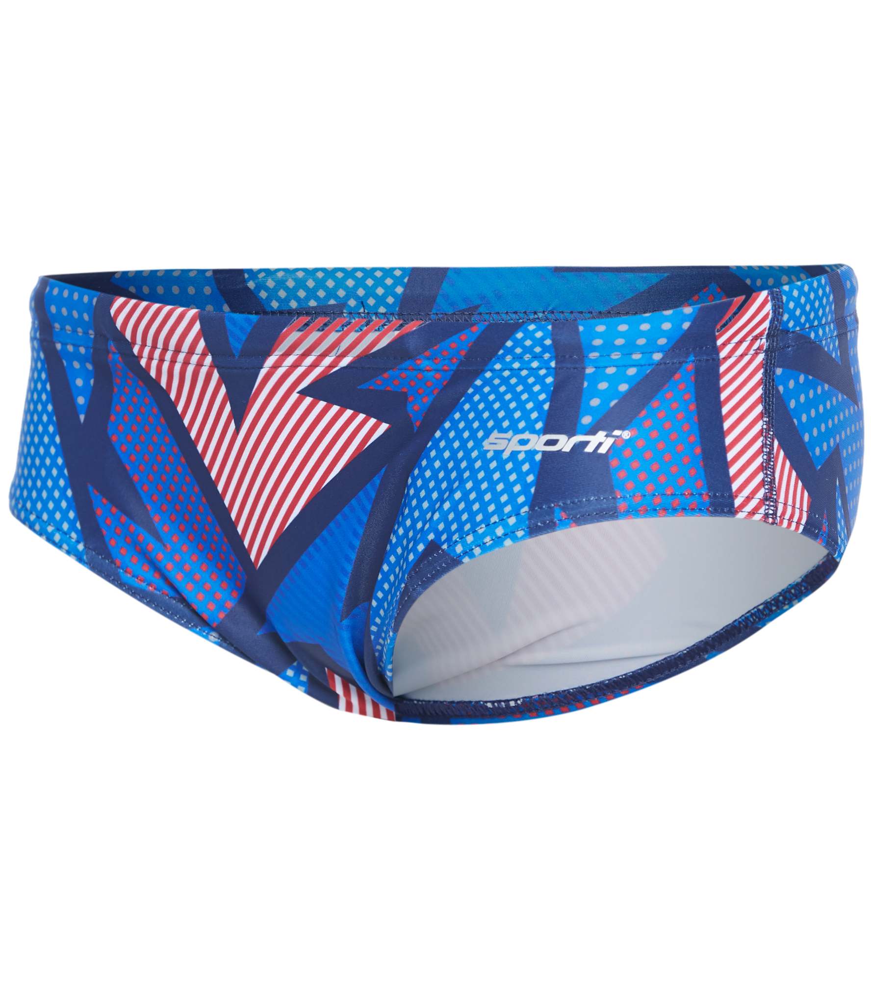 Sporti Spiffiez Comic Effects Brief Swimsuit Youth 22-28 - Red White & Blue 24Y Red Polyester/Spandex - Swimoutlet.com
