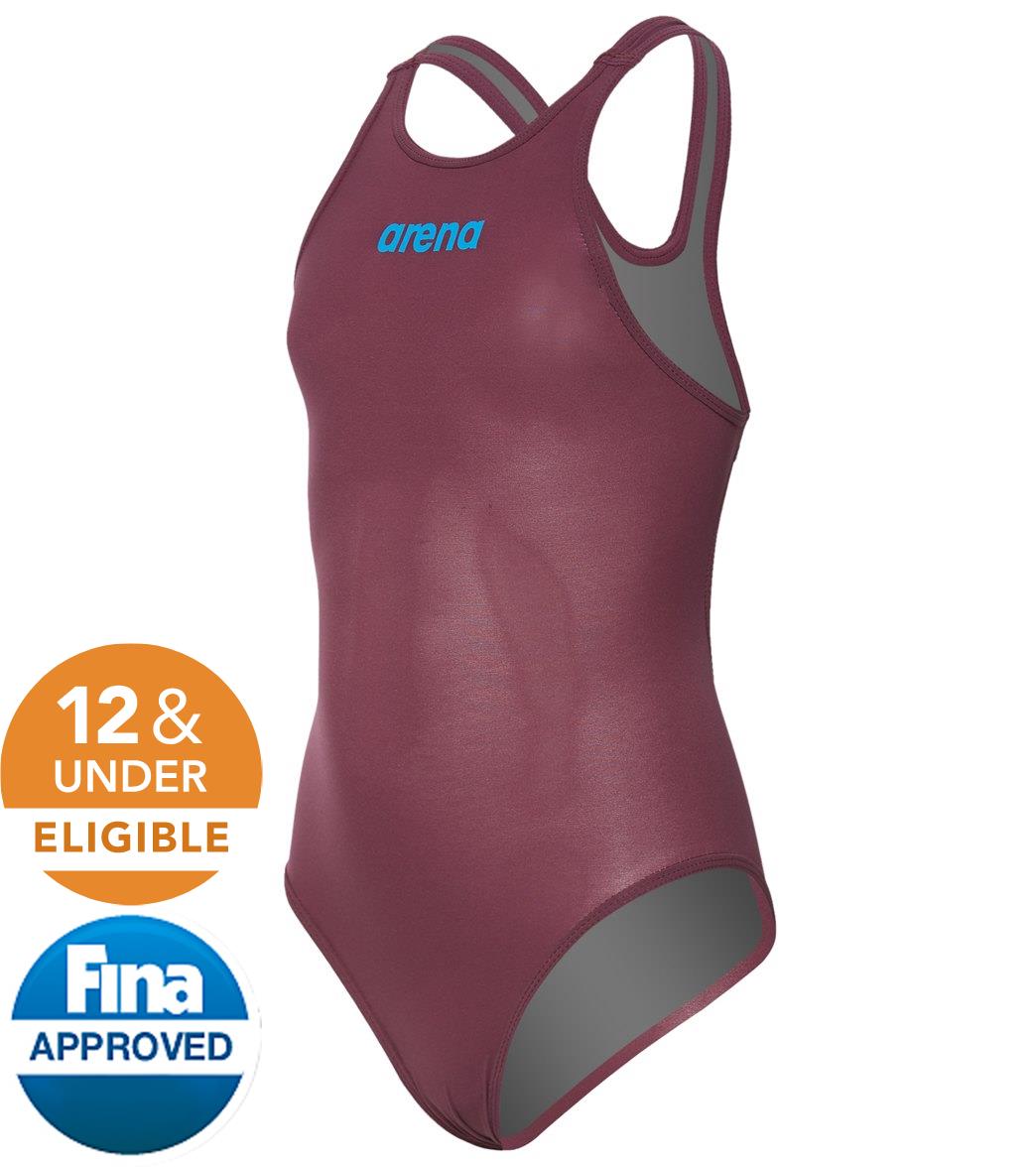 Arena Girls' Powerskin R-Evo Classic Tech Suit Swimsuit - Red Wine/Turquoise 24 Elastane/Polyamide - Swimoutlet.com