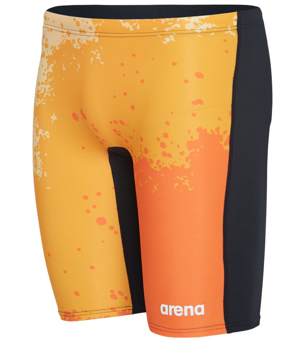 Arena Men's Spraypaint Maxlife Jammer Swimsuit - Nectarine/Black 28 Polyester - Swimoutlet.com