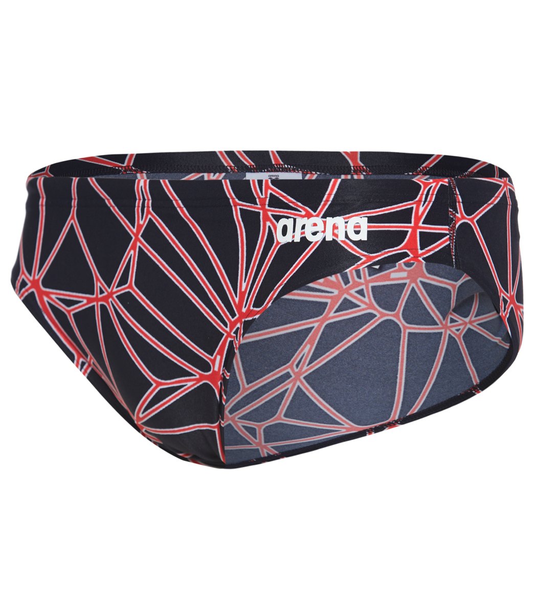 Arena Men's Carbonics Maxlife Pro Brief Swimsuit - Black/Red 34 Polyester - Swimoutlet.com