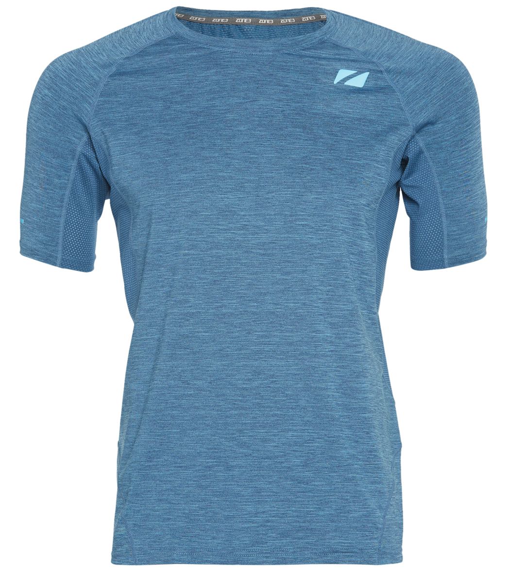 Zone3 Men's Compression Power Burst Short Sleeve Shirt - Royal Blue/Sky Blue Large - Swimoutlet.com