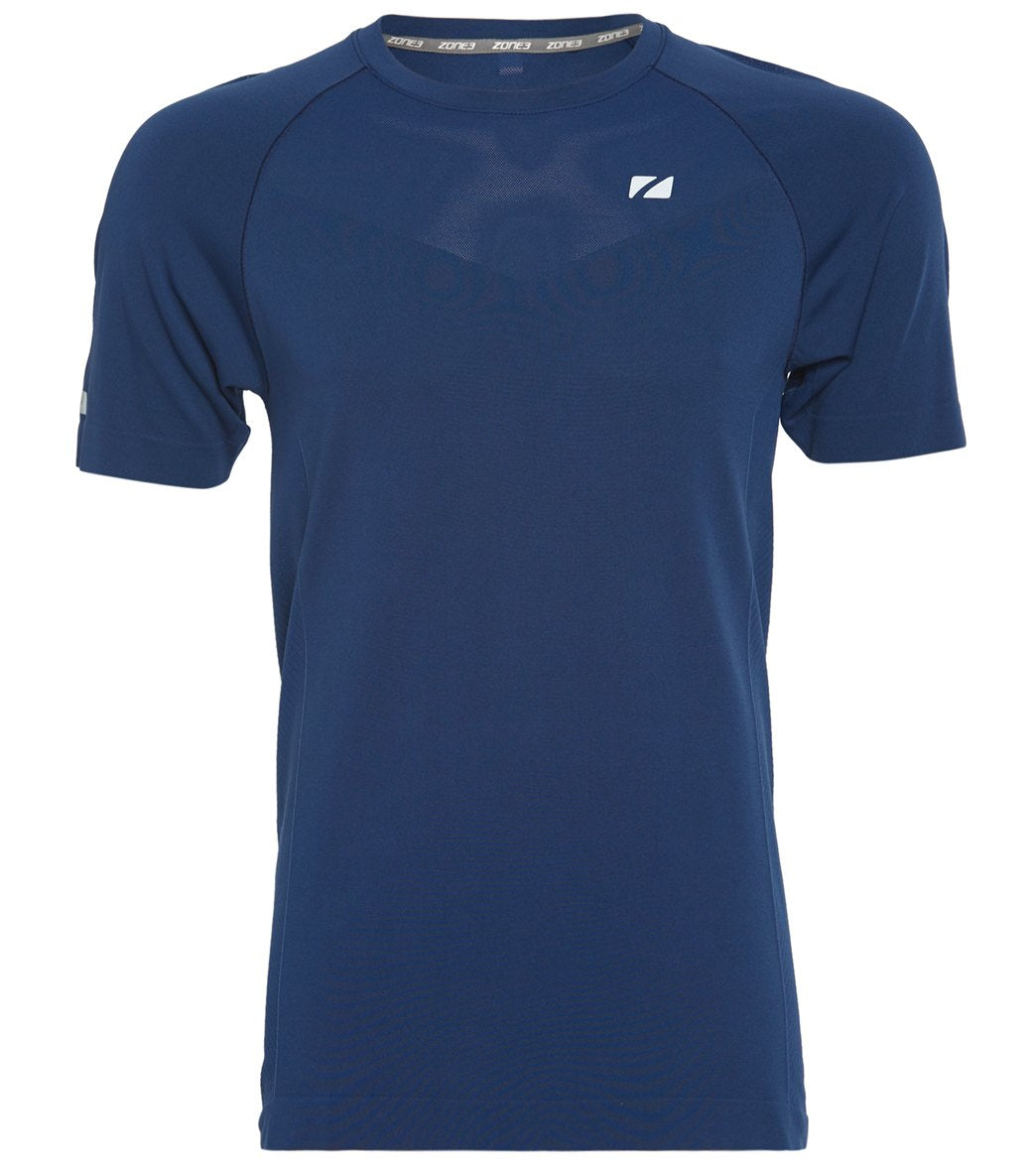 Zone3 Men's Seamless Compression Short Sleeve Shirt - Navy Large Polyester - Swimoutlet.com